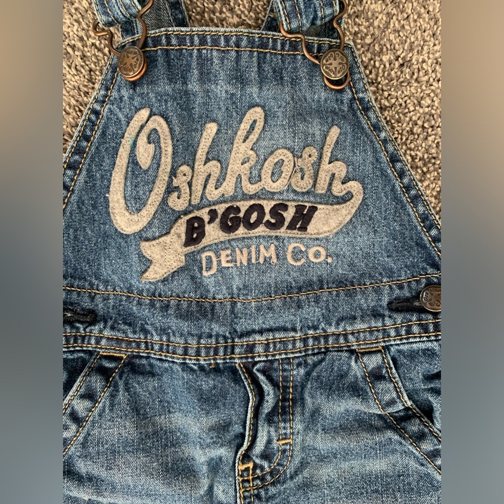 Baby Osh-Kosh denim overalls, size 12 months. - Picture 2 of 5